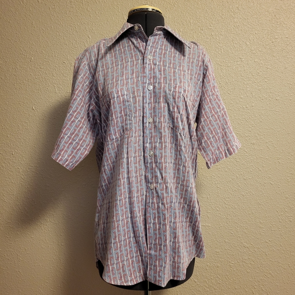 Vintage Christopher Hall Blue & Red Button-Up Shirt